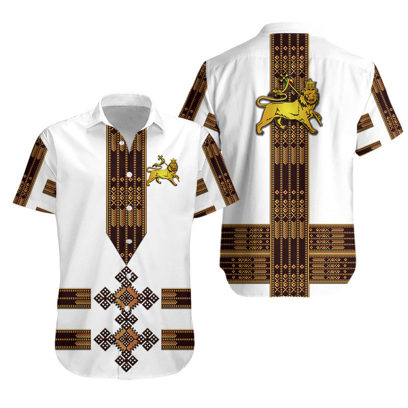 Ethiopia Hawaiian Shirt Ethiopian Lion Of Judah Tibeb Vibes NO.1 Ver - White LT8 - Wonder Print Shop