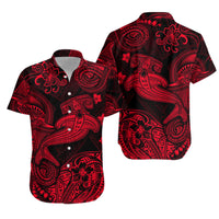 Polynesian Matching Hawaiian Outfits For Couples Hawaii Hammer Shark Matching Hawaiian Shirt And Dress Unique Style - Red LT8 - Wonder Print Shop
