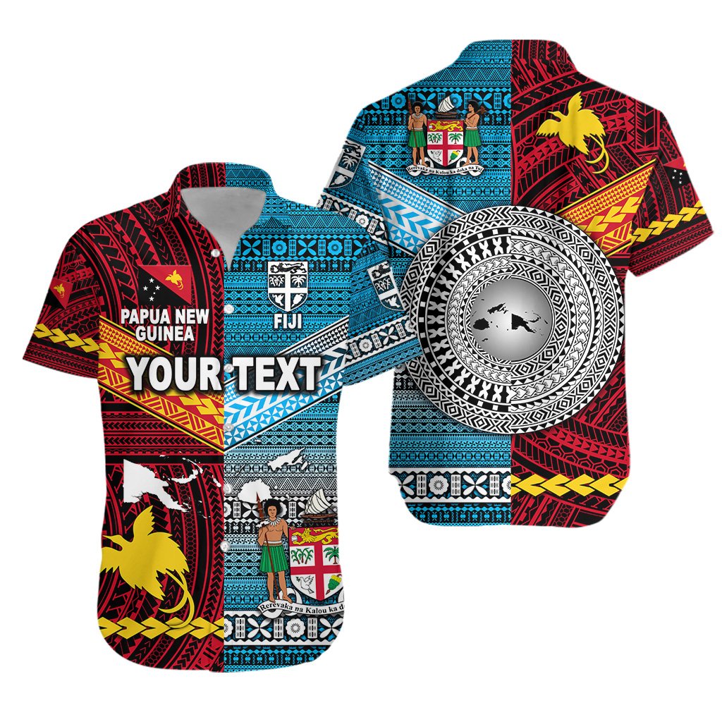 (Custom Personalised) Papua New Guinea Polynesian And Fiji Tapa Together Hawaiian Shirt - Bright Color LT8 - Wonder Print Shop