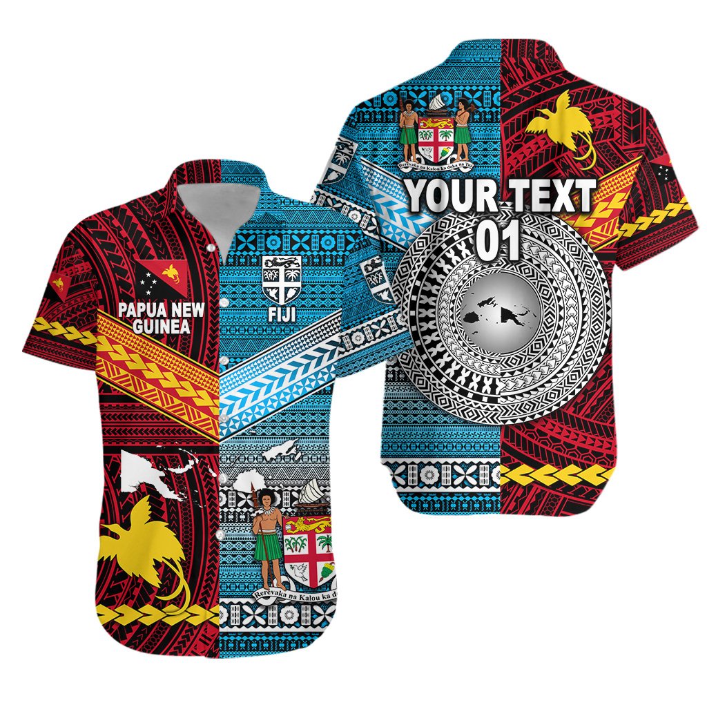 (Custom Personalised) Papua New Guinea Polynesian And Fiji Tapa Together Hawaiian Shirt - Bright Color, Custom Text And Number LT8 - Wonder Print Shop