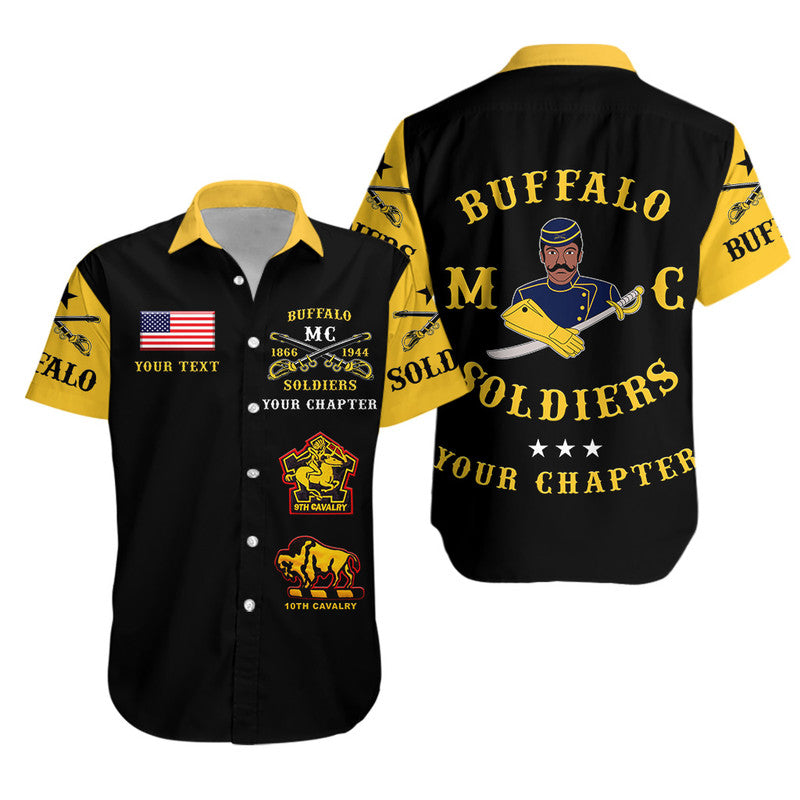 (Custom Personalised) Buffalo Soldiers Motorcycle Club BSMC Hawaiian Shirt Original Style - Black Gold LT8 - Wonder Print Shop