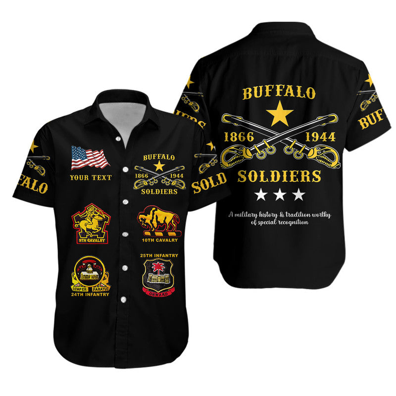 (Custom Personalised) Buffalo Soldiers Hawaiian Shirt African American Military Original Style - Black LT8 - Wonder Print Shop