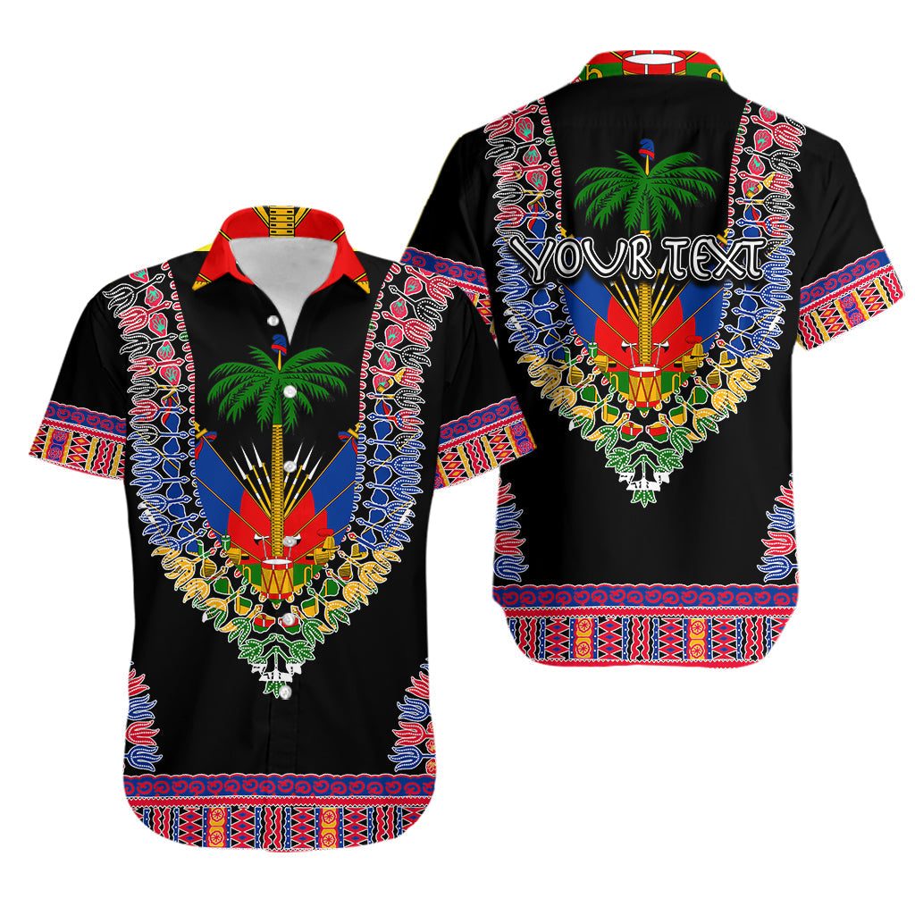 (Custom Personalised) Haiti Hawaiian Shirt Dashiki Mix Coat Of Arms Black Style LT6 - Wonder Print Shop