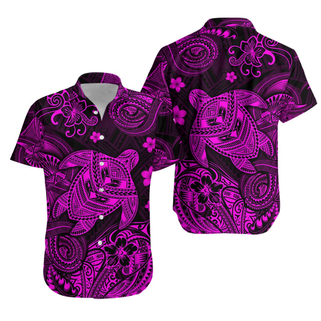 Hawaii Turtle Polynesian Hawaiian Shirt Plumeria Flower Unique Style - Pink LT8 - Wonder Print Shop