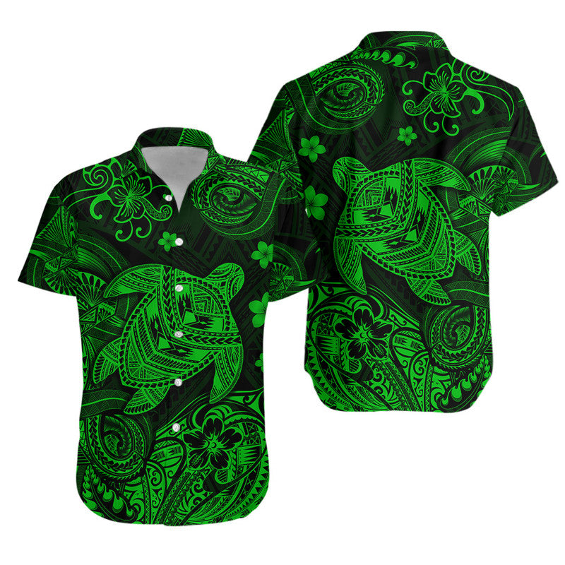 Hawaii Turtle Polynesian Matching Hawaiian Outfits For Couples Plumeria Flower Unique Style - Green LT8 - Wonder Print Shop