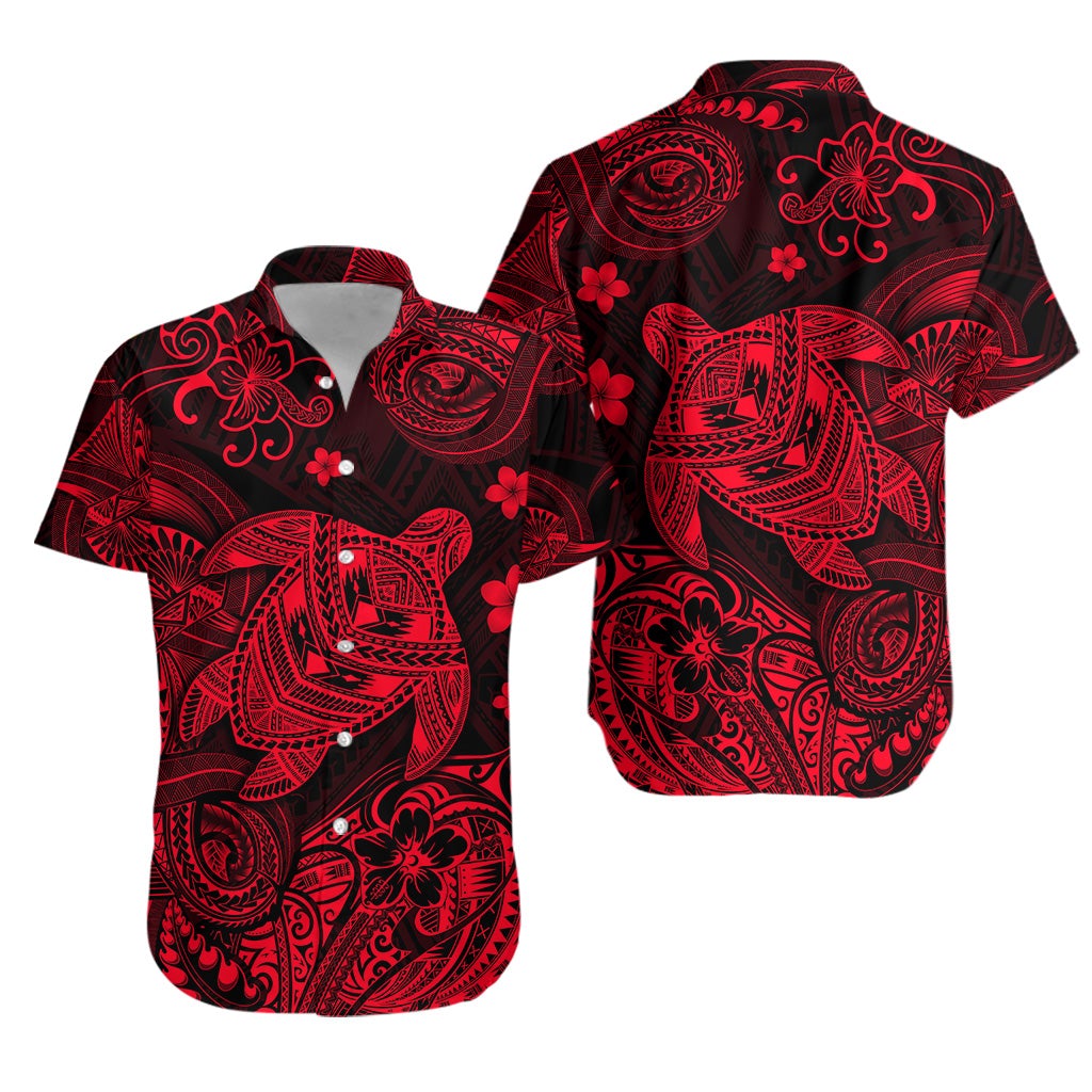 Hawaii Turtle Polynesian Hawaiian Shirt Plumeria Flower Unique Style - Red LT8 - Wonder Print Shop