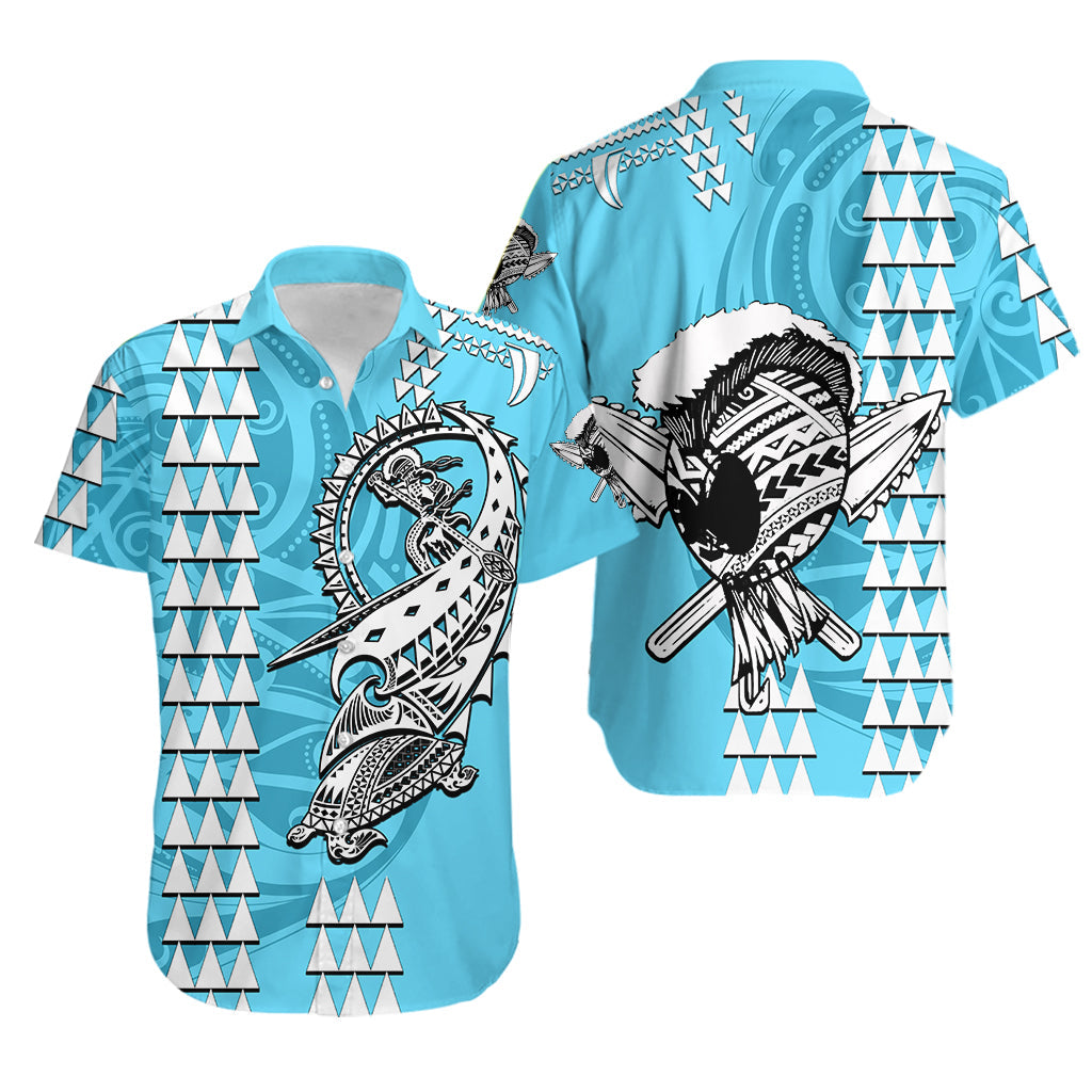 Hawaii Polynesian Warrior Kakau Matching Hawaiian Shirt And Dress Sky Blue LT6 - Wonder Print Shop