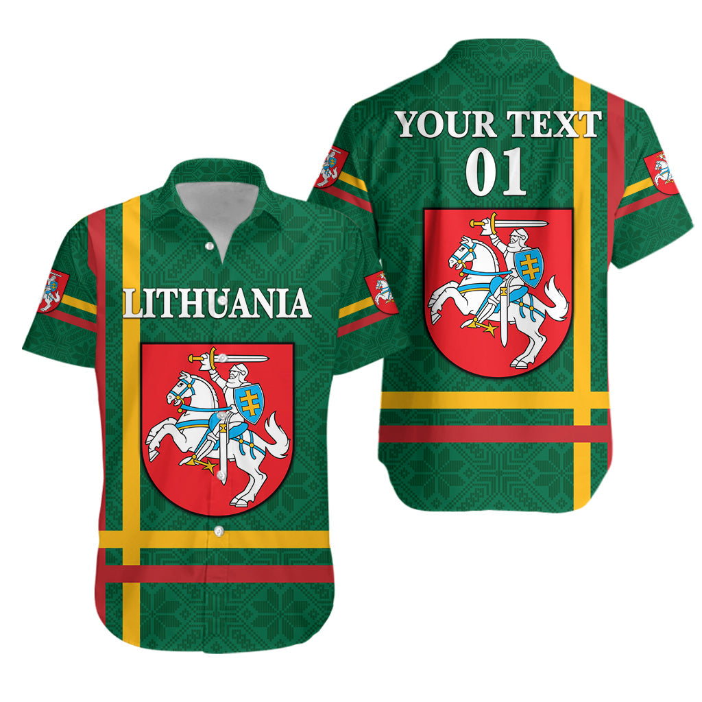 (Custom Personalised) Lithuania Hawaiian Shirt Coat Of Arms Lietuva Flag Style - Green LT8 - Wonder Print Shop