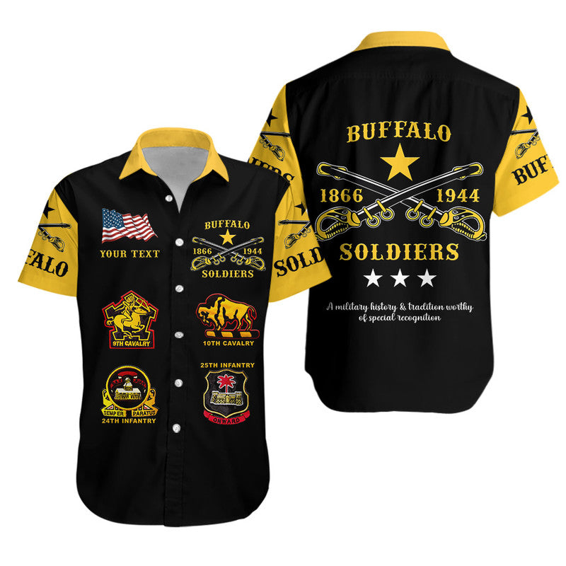 (Custom Personalised) Buffalo Soldiers Hawaiian Shirt African American Military Original Style - Black Gold LT8 - Wonder Print Shop