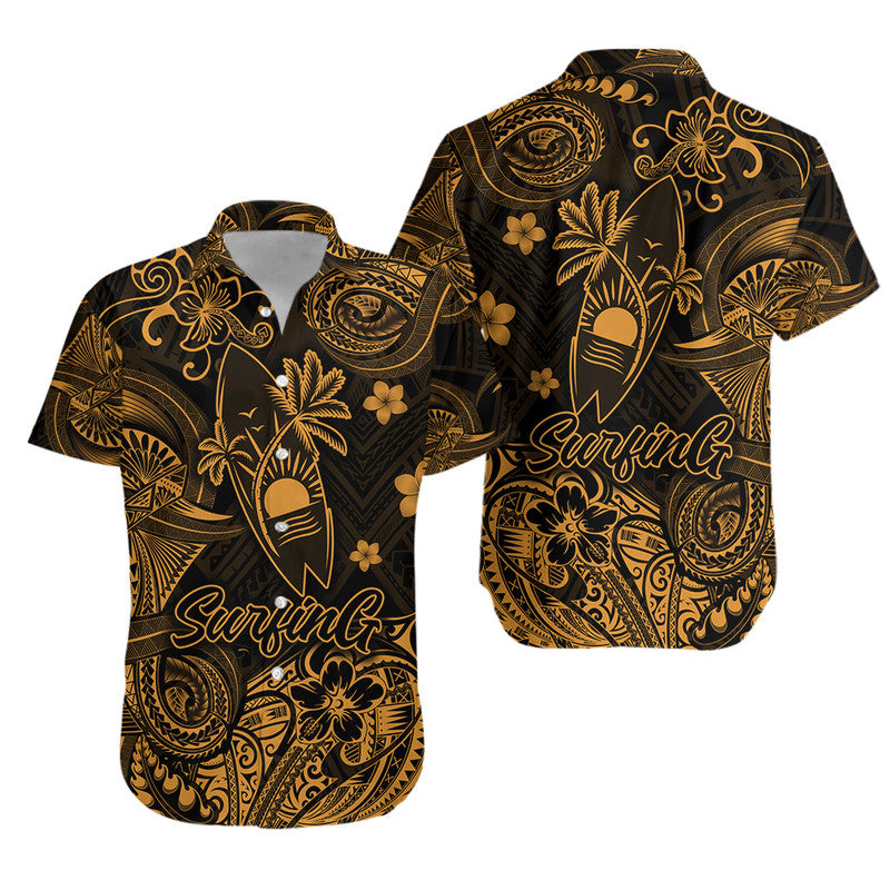 Hawaii Surfing Polynesian Matching Hawaiian Outfits For Couples Unique Style - Gold LT8 - Wonder Print Shop