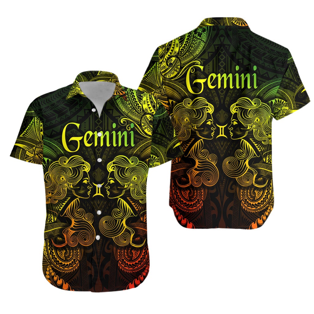 Gemini Zodiac Polynesian Hawaiian Shirt Unique Style - Reggae LT8 - Wonder Print Shop