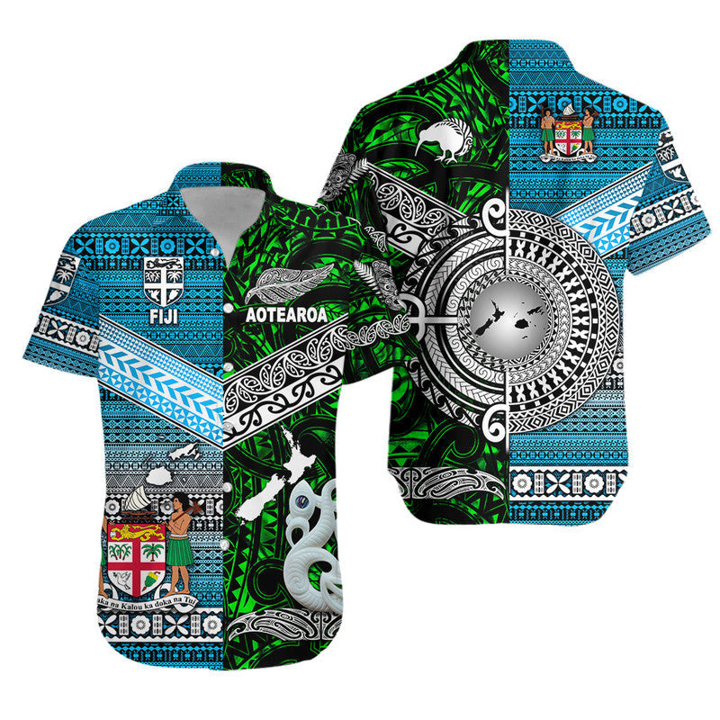 New Zealand and Fiji Matching Hawaiian Shirt And Dress Together Green LT8 - Wonder Print Shop