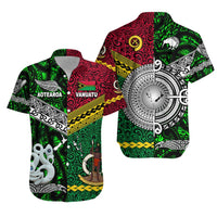 Vanuatu and New Zealand Hawaiian Shirt Together Green LT8 - Wonder Print Shop