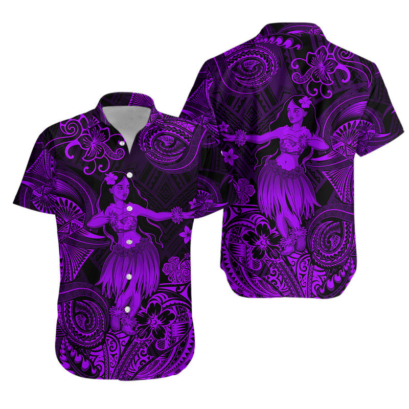Polynesian Matching Hawaiian Outfits For Couples Hawaii Hula Matching Hawaiian Shirt And Dress Unique Style - Purple LT8 - Wonder Print Shop