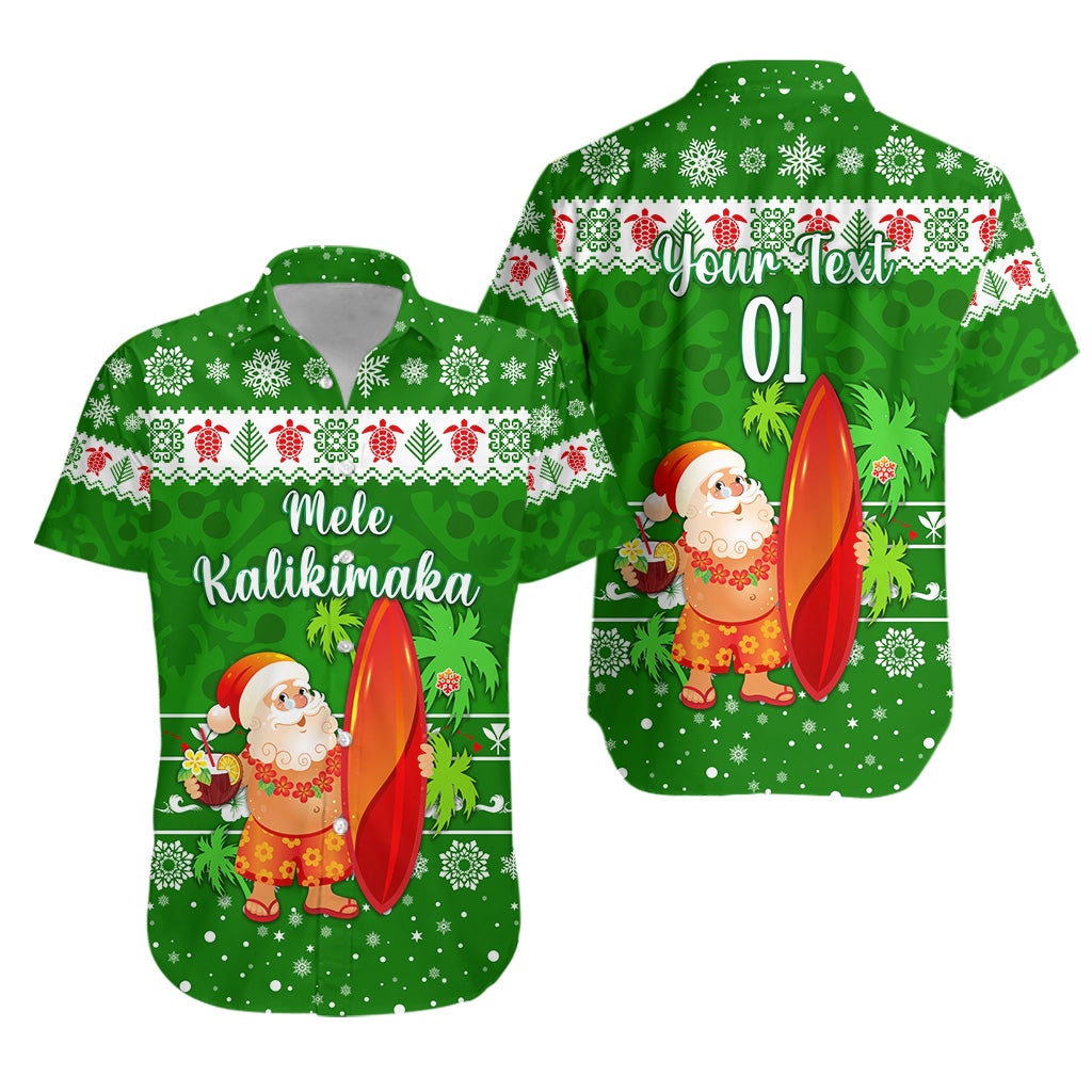 custom-personalised-hawaii-christmas-hawaiian-shirt-santa-claus-surfing-simple-style-green