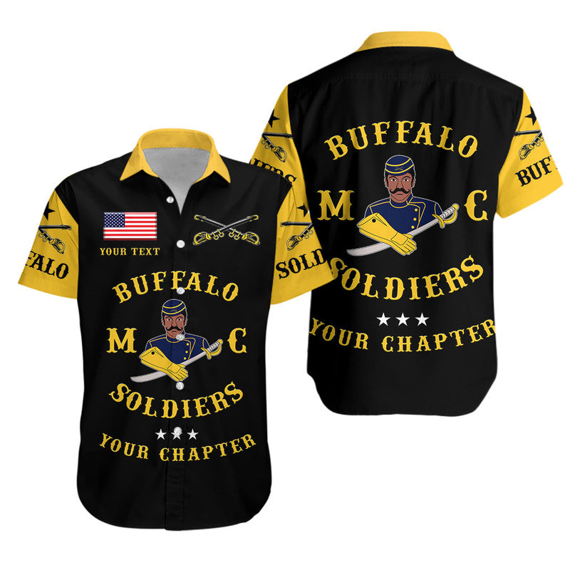 (Custom Personalised) Buffalo Soldiers Motorcycle Club BSMC Hawaiian Shirt Simple Style - Black Gold LT8 - Wonder Print Shop