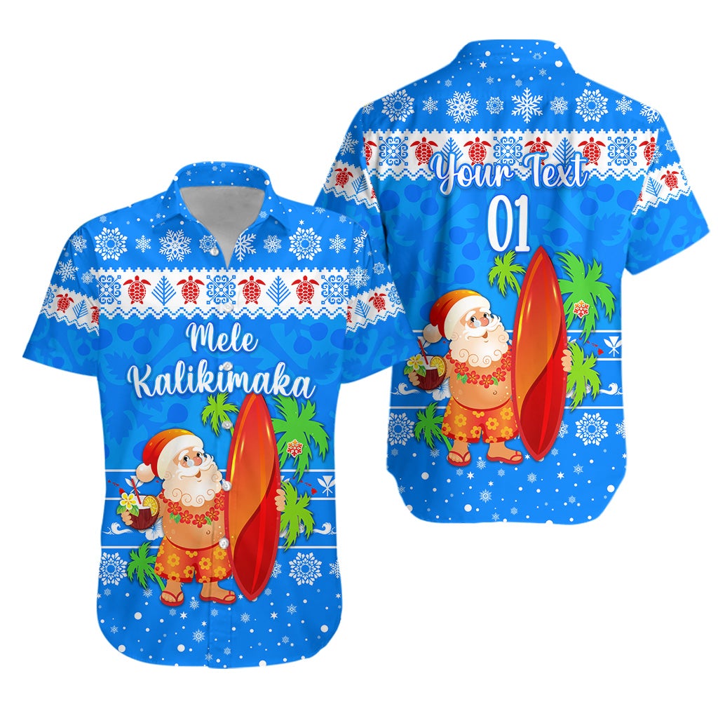 custom-personalised-hawaii-christmas-hawaiian-shirt-santa-claus-surfing-simple-style-blue