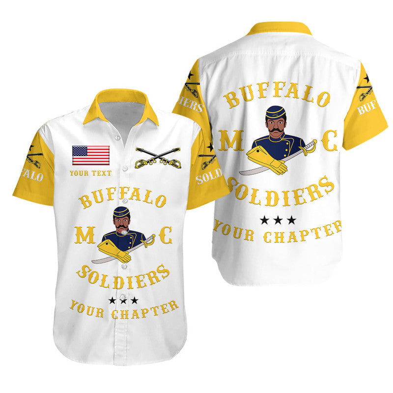 (Custom Personalised) Buffalo Soldiers Motorcycle Club BSMC Hawaiian Shirt Simple Style - White Gold LT8 - Wonder Print Shop