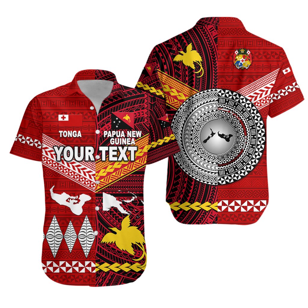 (Custom Personalised) Papua New Guinea And Tonga Hawaiian Shirt Polynesian Together - Bright Red LT8 - Wonder Print Shop