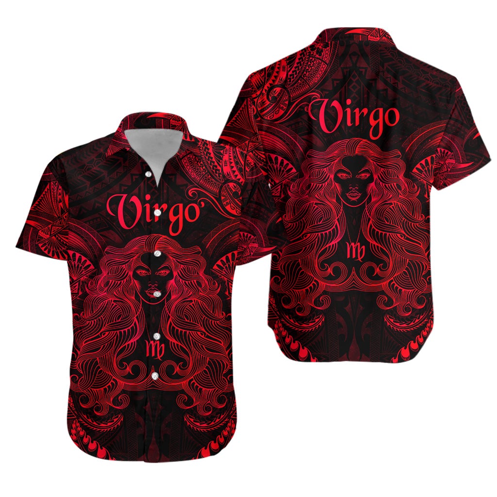 Virgo Zodiac Polynesian Hawaiian Shirt Unique Style - Red LT8 - Wonder Print Shop