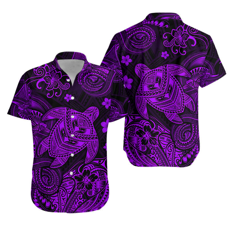 Hawaii Turtle Polynesian Matching Hawaiian Outfits For Couples Plumeria Flower Unique Style - Purple LT8 - Wonder Print Shop