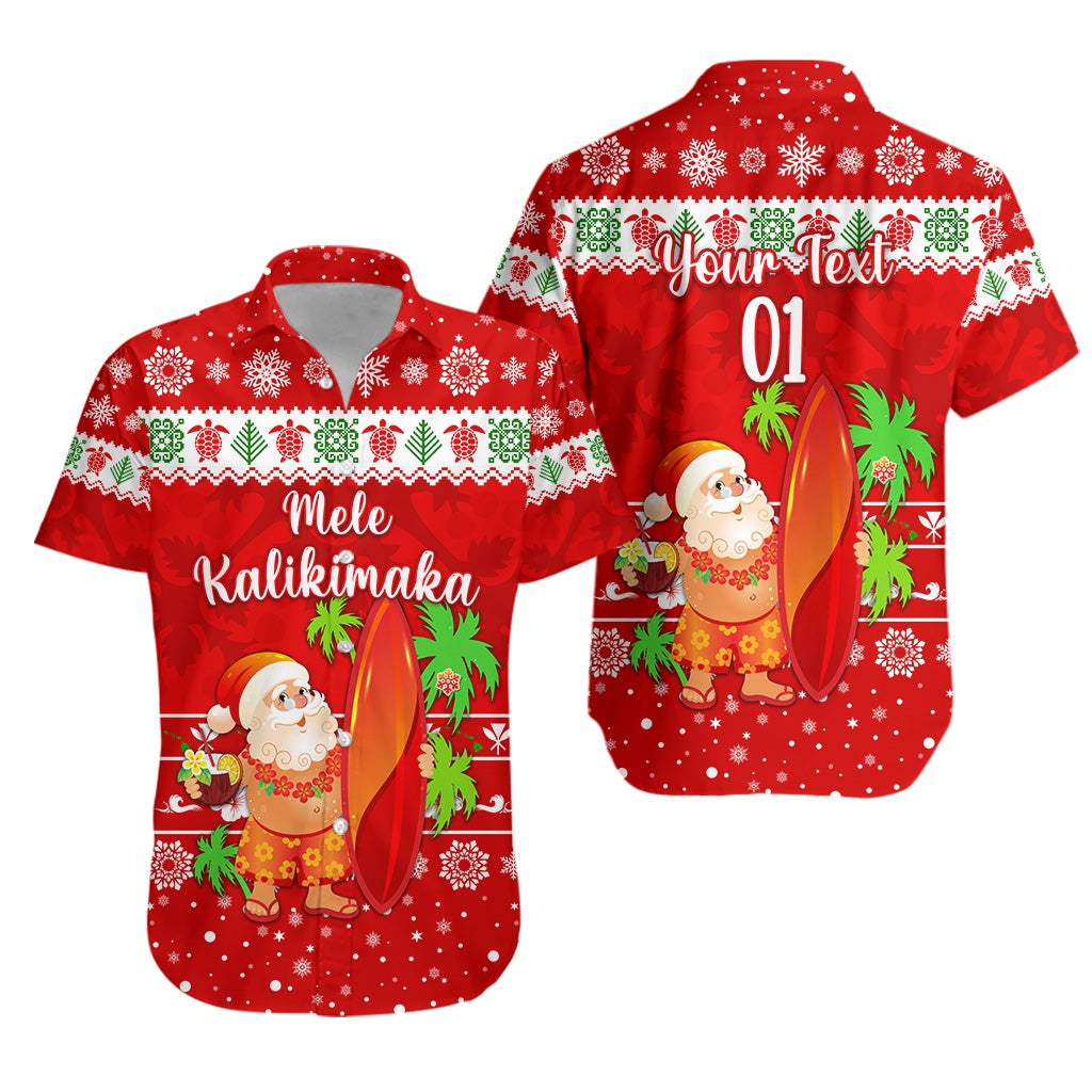 custom-personalised-hawaii-christmas-hawaiian-shirt-santa-claus-surfing-simple-style-red