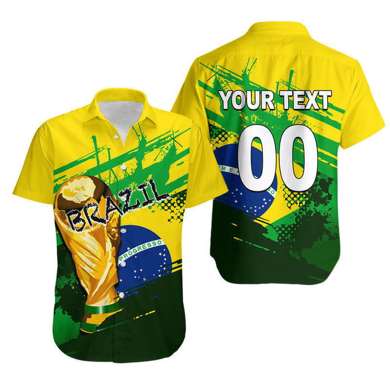 (Custom Personalised And Number) Brazil World Cup Soccer Hawaiian Shirt  LT6 - Wonder Print Shop