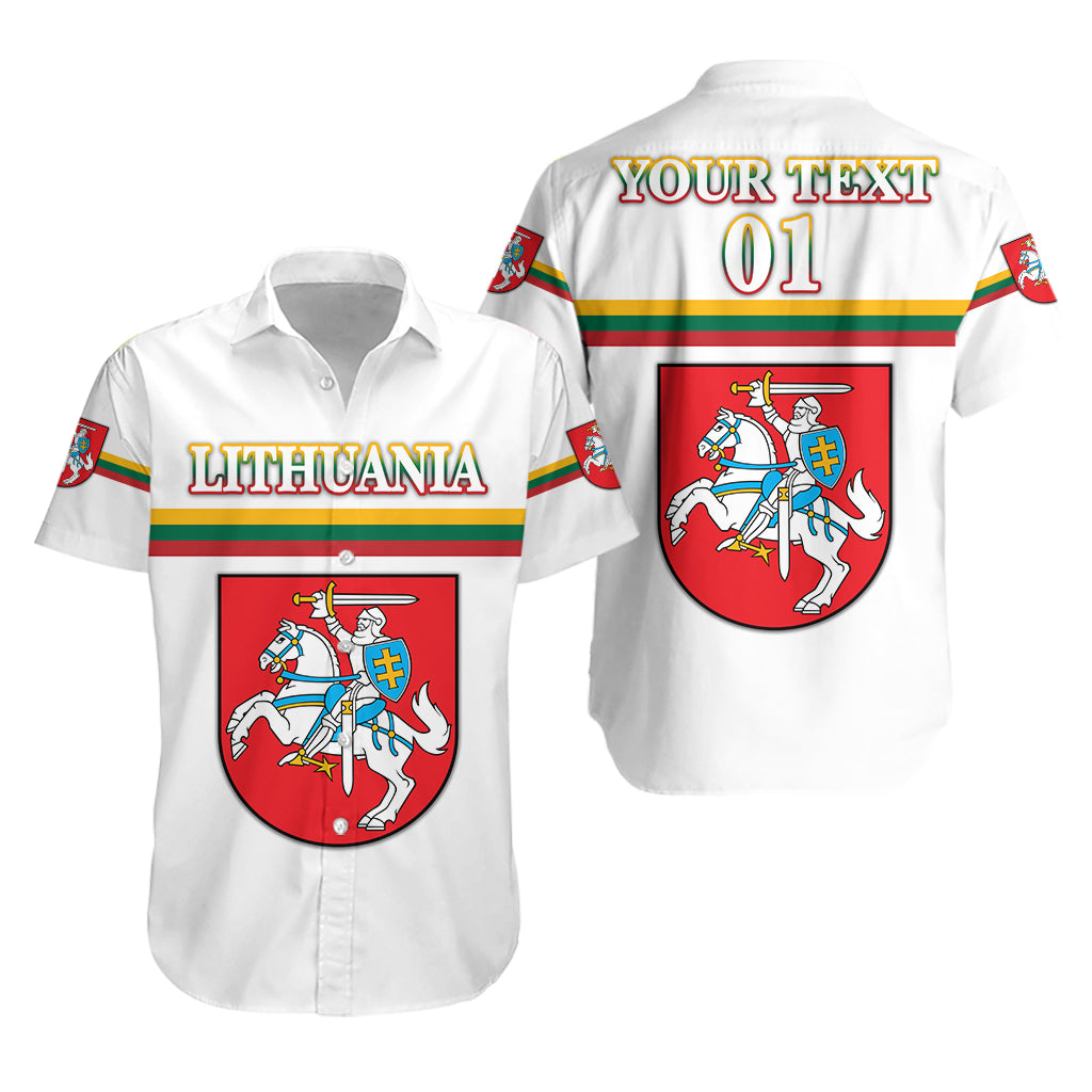 (Custom Personalised) Lithuania Hawaiian Shirt Coat Of Arms Lietuva Flag Style - White LT8 - Wonder Print Shop