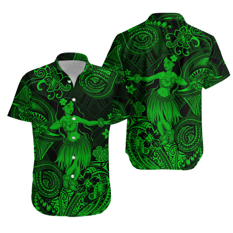 Polynesian Matching Hawaiian Outfits For Couples Hawaii Hula Matching Hawaiian Shirt And Dress Unique Style - Green LT8 - Wonder Print Shop