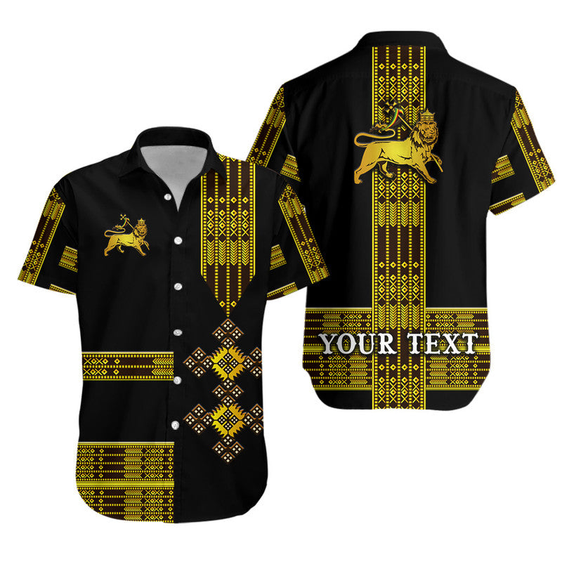 custom-personalised-ethiopia-hawaiian-shirt-ethiopian-lion-of-judah-simple-tibeb-style-black