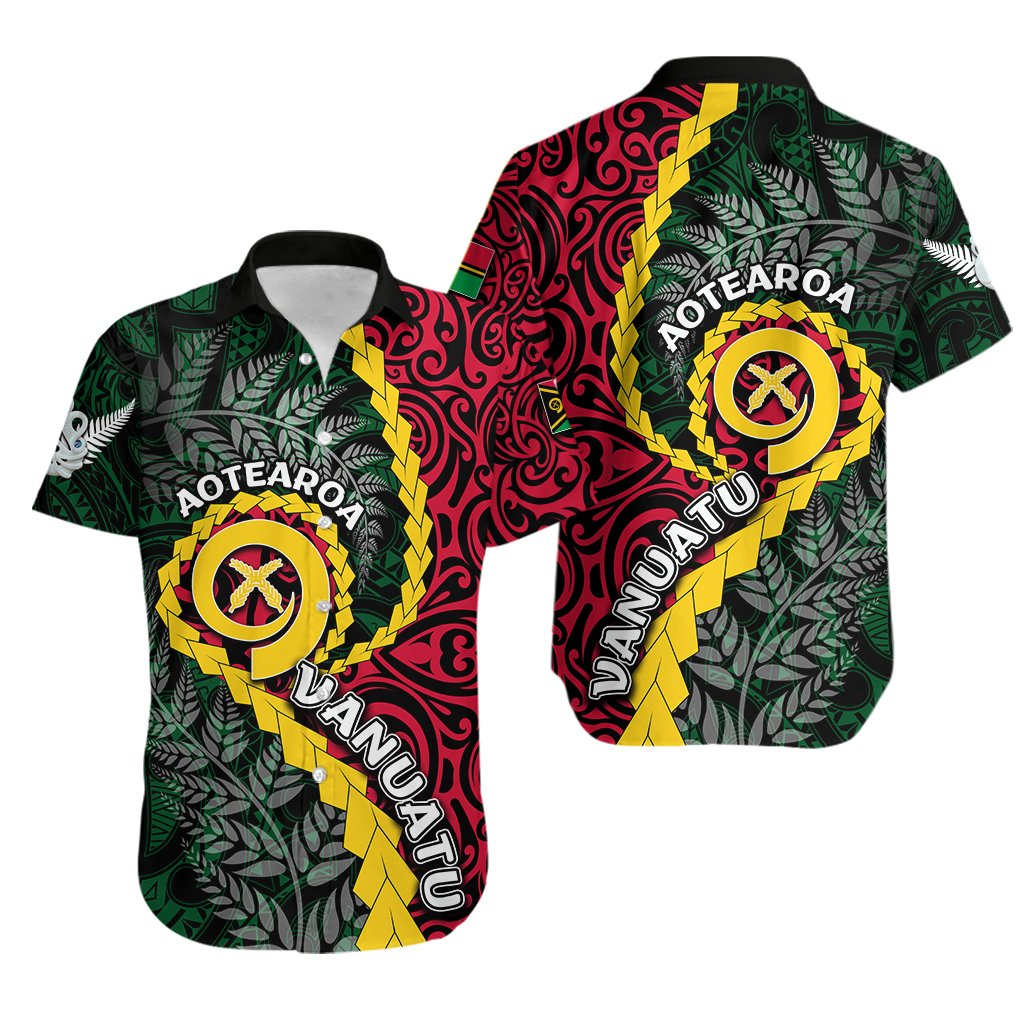 Vanuatu Hawaiian Shirt Mix Maori Silver Fern LT6 - Wonder Print Shop