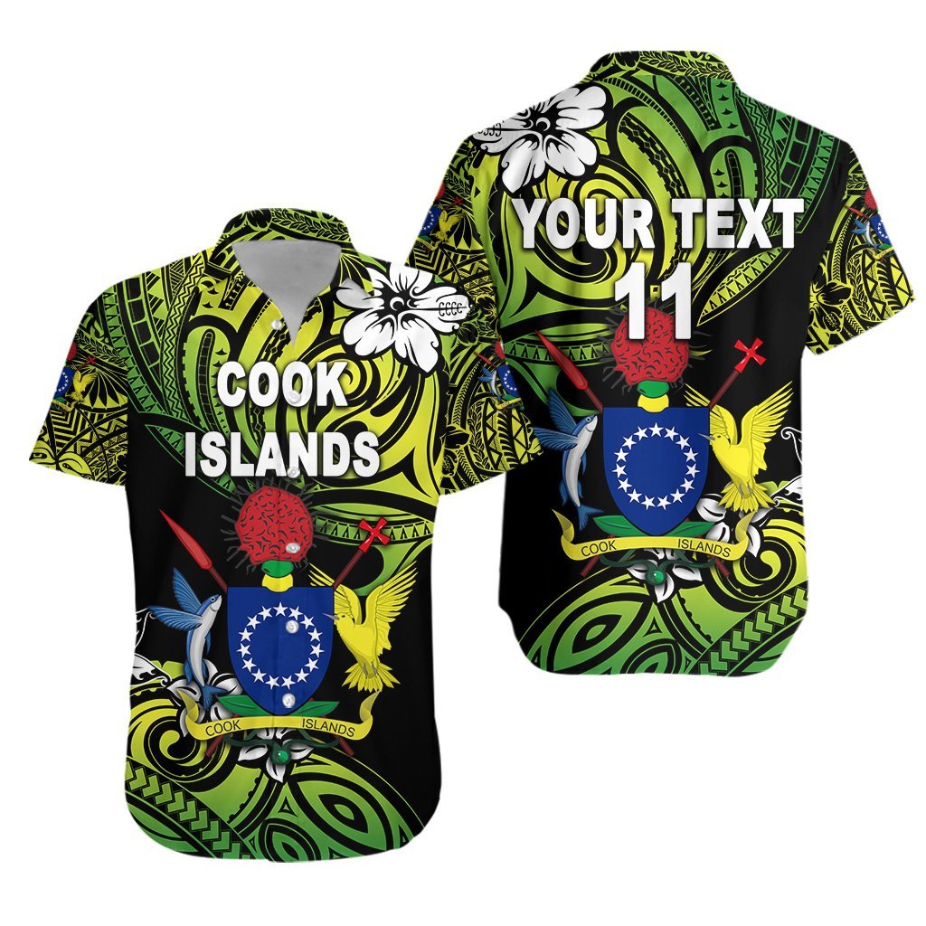 custom-personalised-cook-islands-rugby-hawaiian-shirt-unique-vibes-coat-of-arms-green-custom-text-and-number