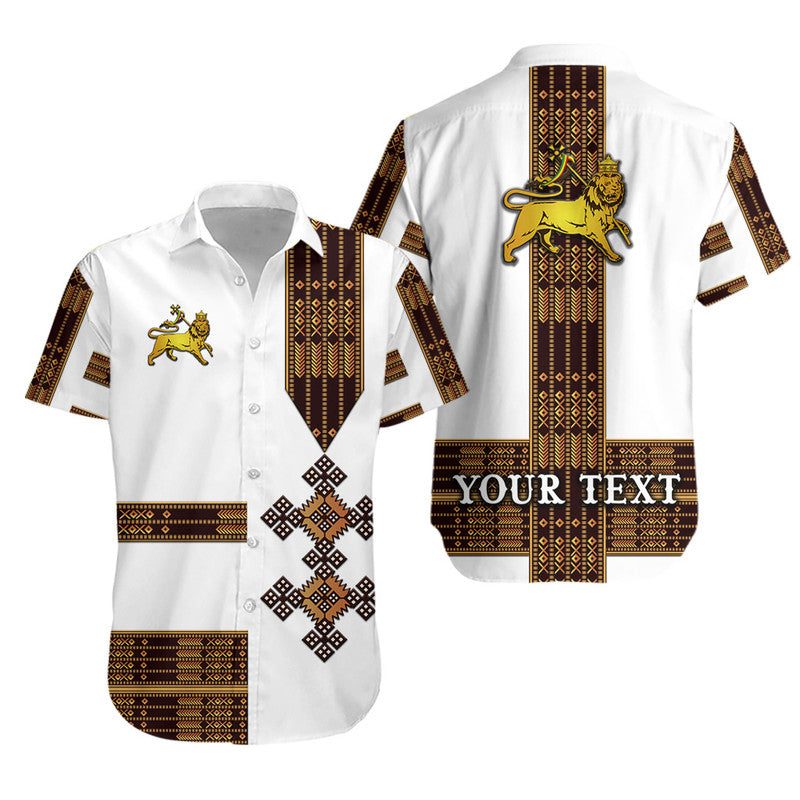 (Custom Personalised) Ethiopia Hawaiian Shirt Ethiopian Lion Of Judah Simple Tibeb Style - White LT8 - Wonder Print Shop
