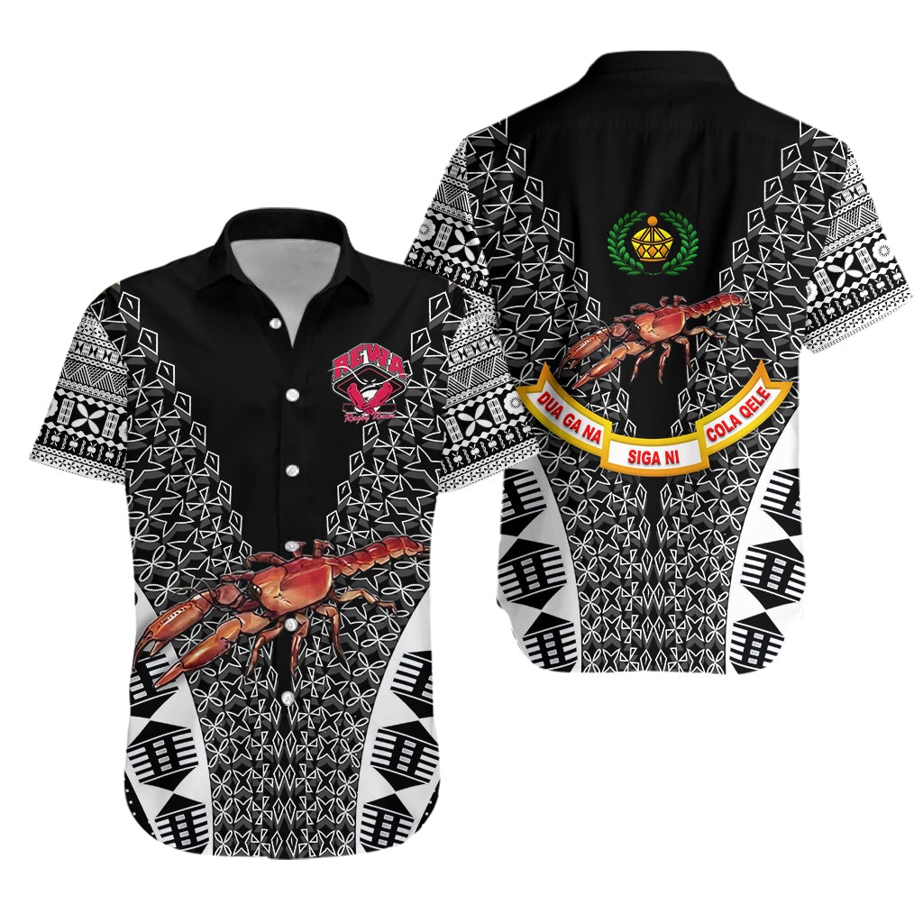 Fiji Rewa Rugby Union Hawaiian Shirt Tapa Style - Black LT8 - Wonder Print Shop