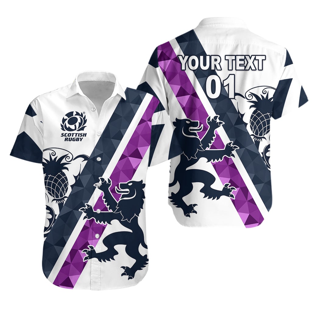 (Custom Personalised) Scotland Rugby Hawaiian Shirt Scottish Thistle White LT8 - Wonder Print Shop