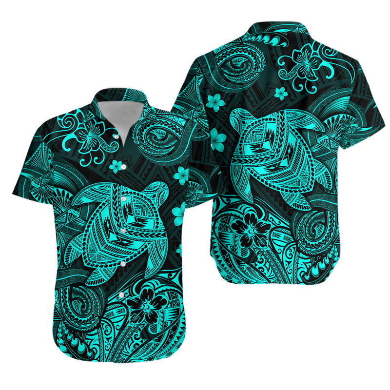 Hawaii Turtle Polynesian Matching Hawaiian Outfits For Couples Plumeria Flower Unique Style - Turquoise LT8 - Wonder Print Shop