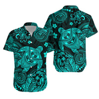 Hawaii Turtle Polynesian Matching Hawaiian Outfits For Couples Plumeria Flower Unique Style - Turquoise LT8 - Wonder Print Shop