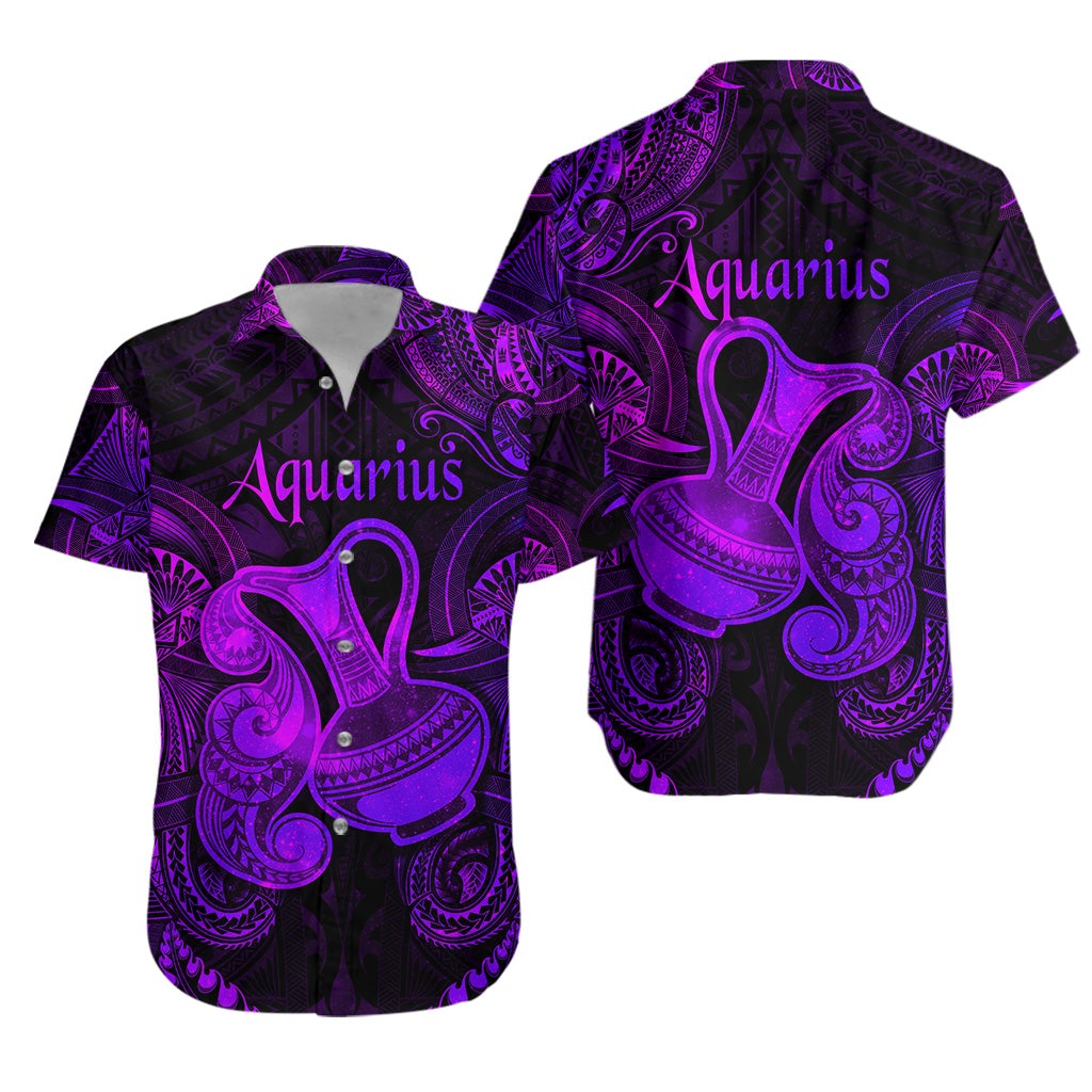 Aquarius Zodiac Polynesian Hawaiian Shirt Unique Style - Purple LT8 - Wonder Print Shop