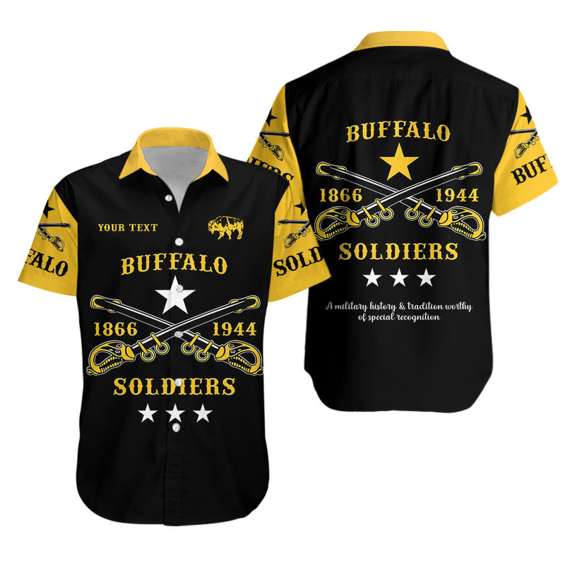 (Custom Personalised) Buffalo Soldiers Hawaiian Shirt African American Military Simple Style - Black Gold LT8 - Wonder Print Shop