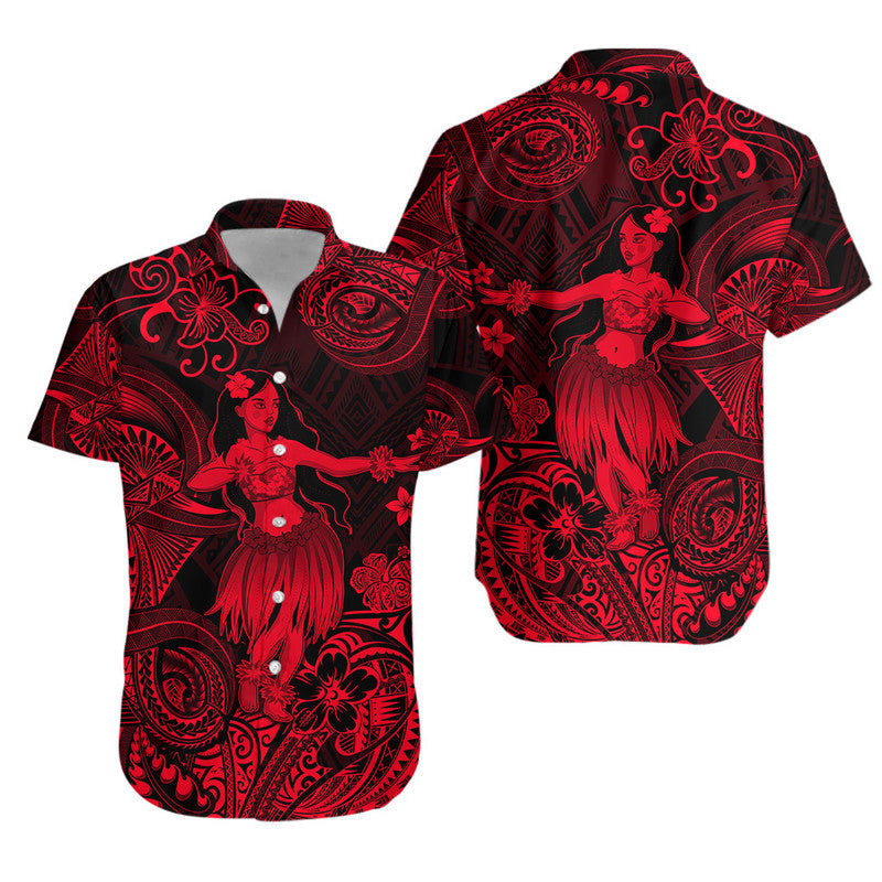 Polynesian Matching Hawaiian Outfits For Couples Hawaii Hula Matching Hawaiian Shirt And Dress Unique Style - Red LT8 - Wonder Print Shop