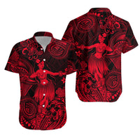 Polynesian Matching Hawaiian Outfits For Couples Hawaii Hula Matching Hawaiian Shirt And Dress Unique Style - Red LT8 - Wonder Print Shop