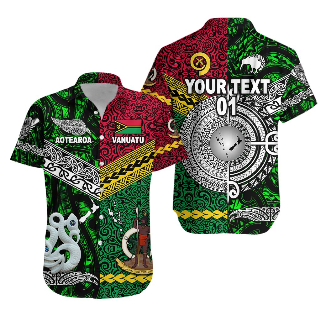 (Custom Personalised) Vanuatu And New Zealand Hawaiian Shirt Together - Green, Custom Text And Number LT8 - Wonder Print Shop