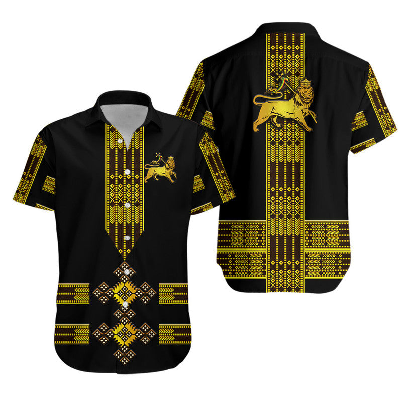 Ethiopia Hawaiian Shirt Ethiopian Lion Of Judah Tibeb Vibes NO.1 Ver - Black LT8 - Wonder Print Shop
