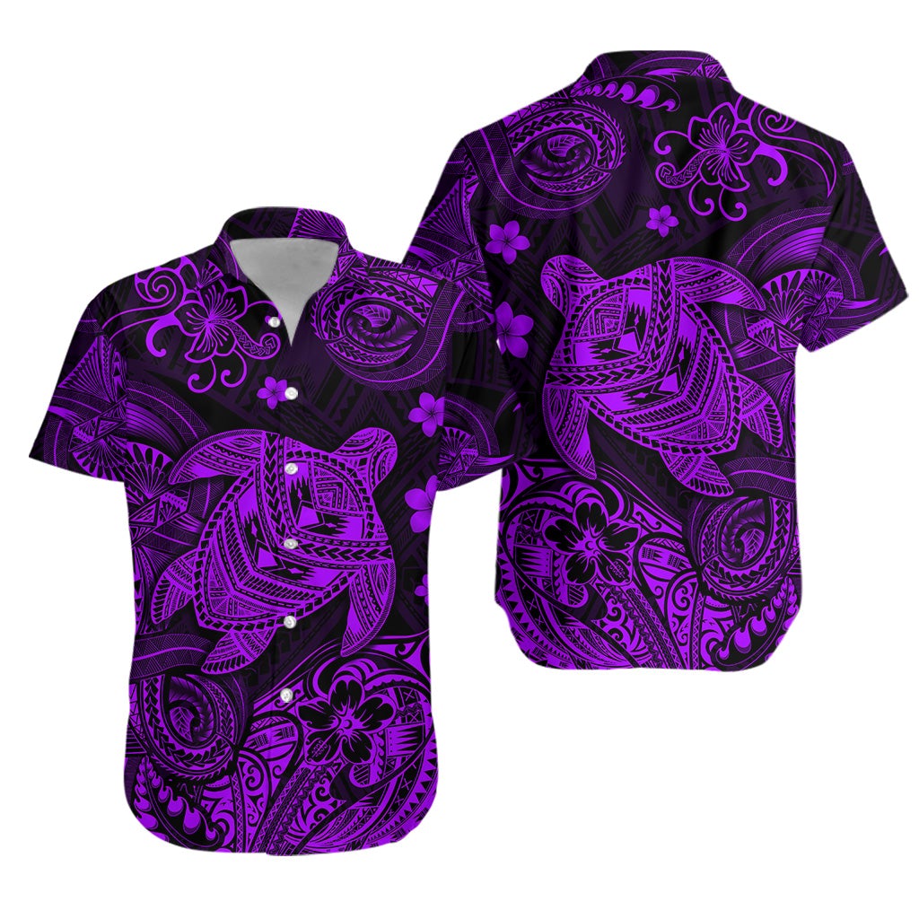 Hawaii Turtle Polynesian Hawaiian Shirt Plumeria Flower Unique Style - Purple LT8 - Wonder Print Shop