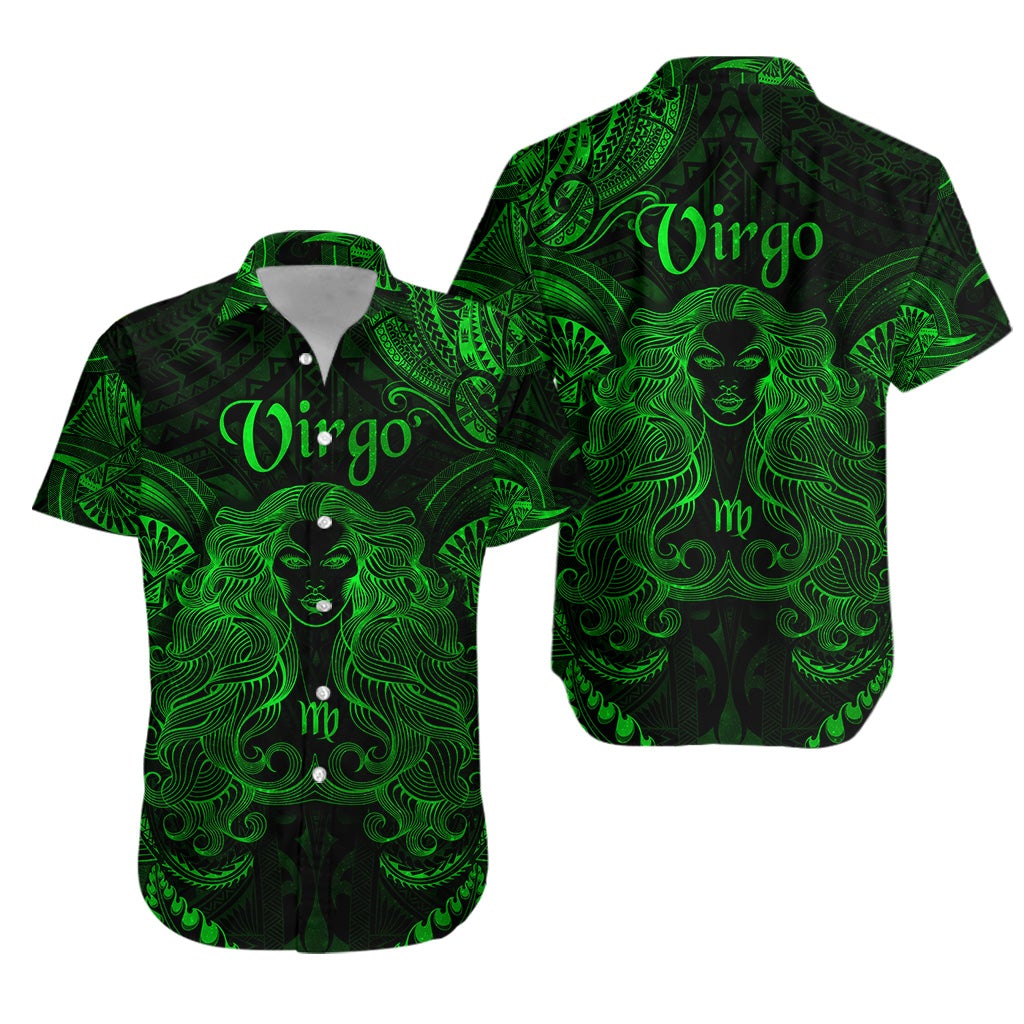 Virgo Zodiac Polynesian Hawaiian Shirt Unique Style - Green LT8 - Wonder Print Shop
