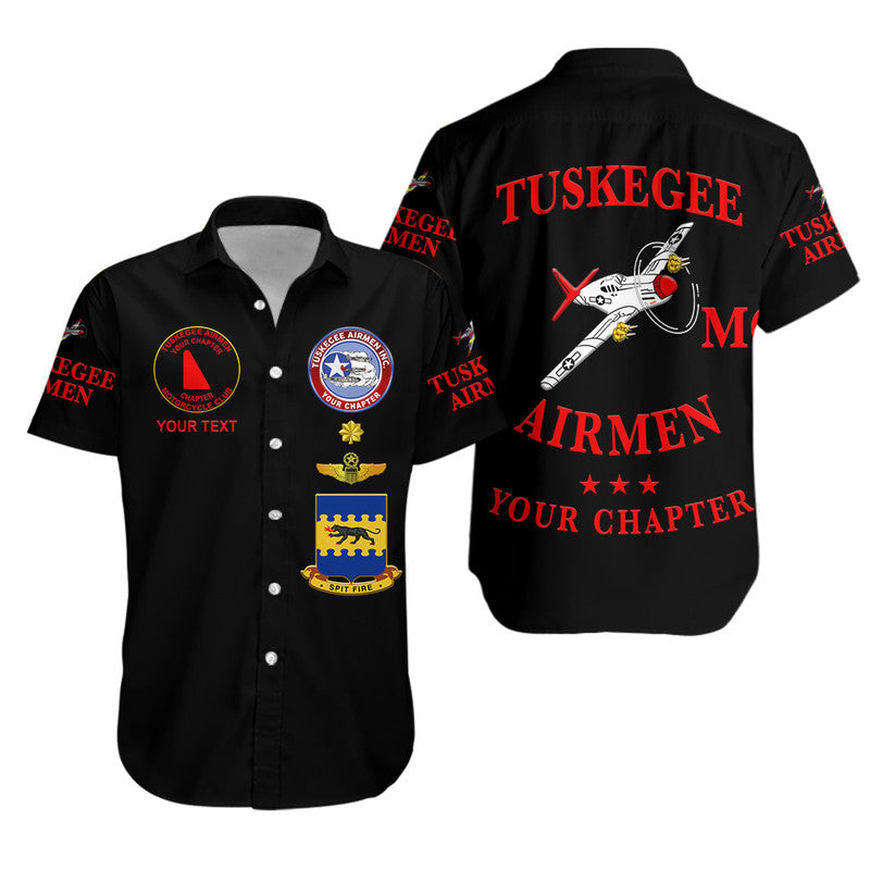 (Custom Personalised) Tuskegee Airmen Motorcycle Club Hawaiian Shirt TAMC Spit Fire Unique Style - Black LT8 - Wonder Print Shop