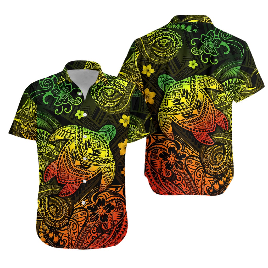 Hawaii Turtle Polynesian Hawaiian Shirt Plumeria Flower Unique Style - Reggae LT8 - Wonder Print Shop