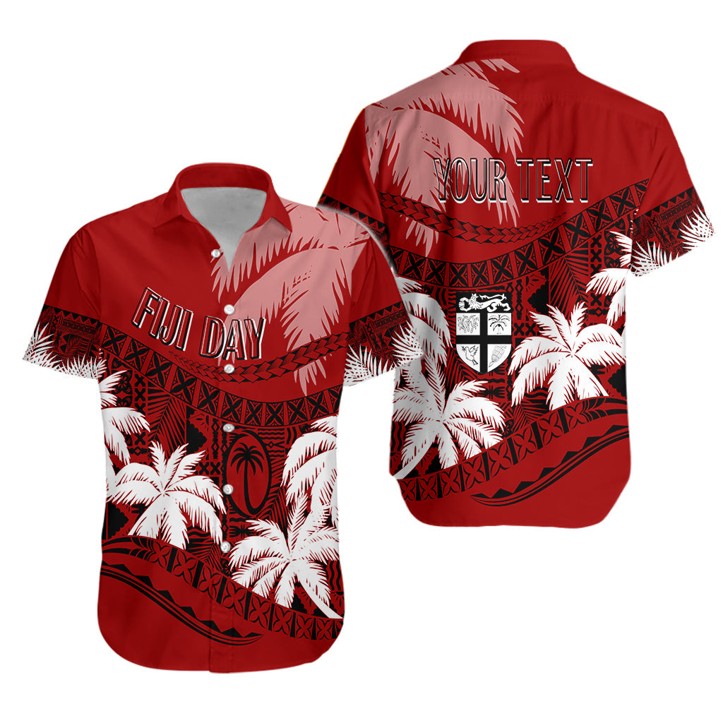 Personalised Fiji Day Hawaiian Shirt Flying Fijians Masi Kesa Style - Red - Wonder Print Shop