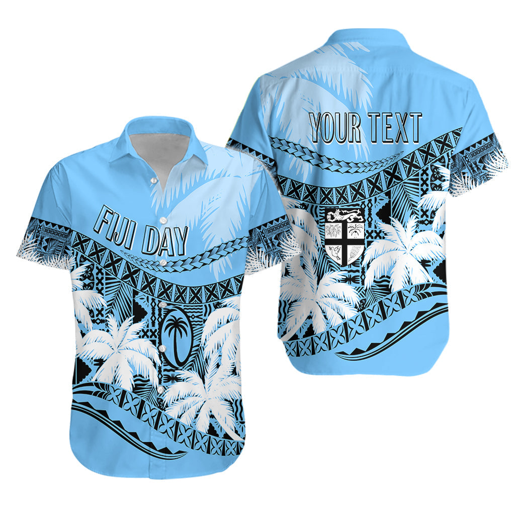 Personalised Fiji Day Hawaiian Shirt Flying Fijians Masi Kesa Style - Turquoise - Wonder Print Shop