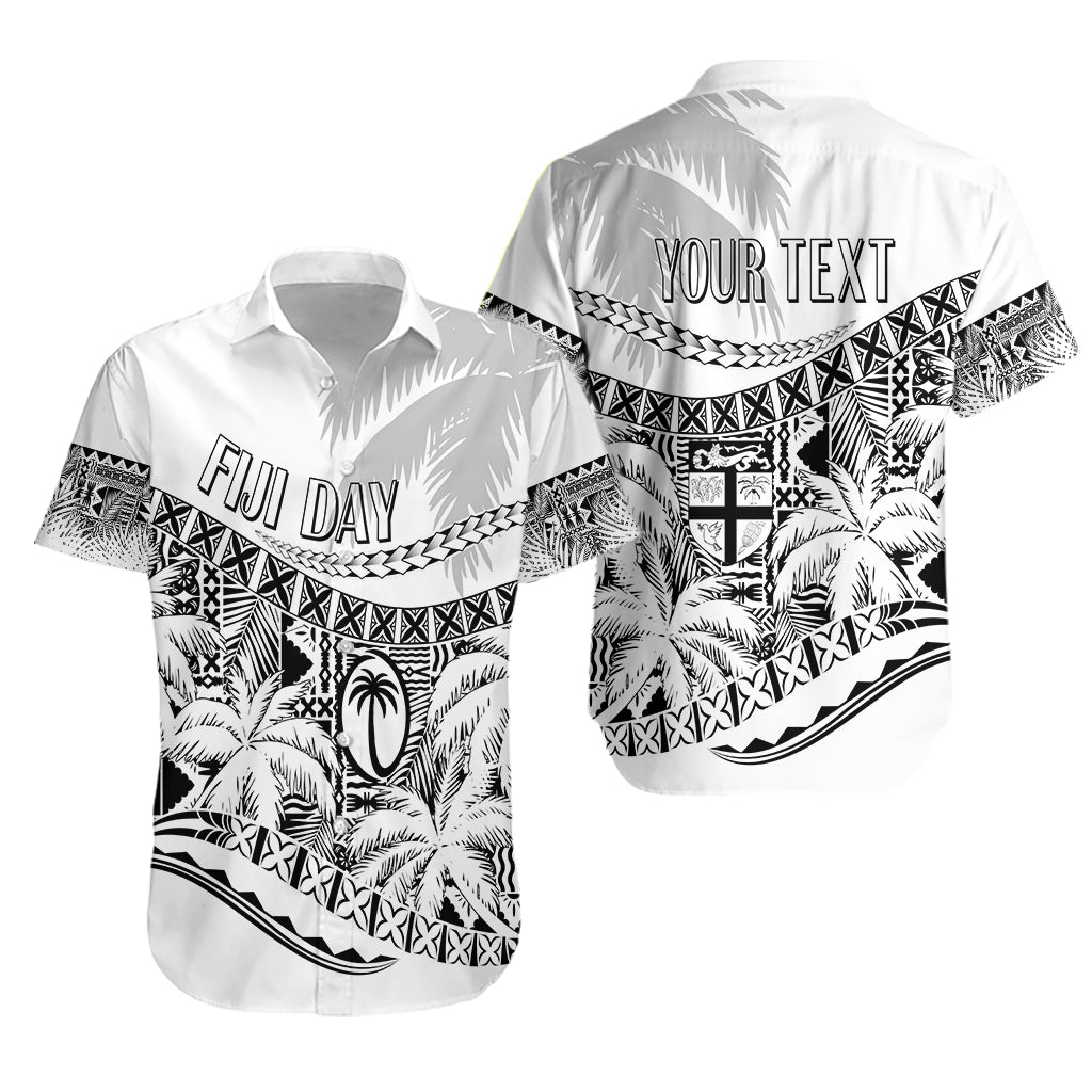 Personalised Fiji Day Hawaiian Shirt Flying Fijians Masi Kesa Style - White - Wonder Print Shop